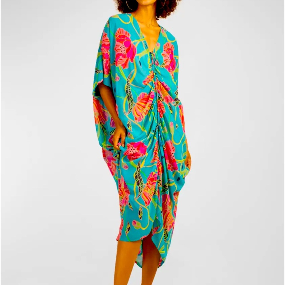 Shadow Floral-Print Dolman-Sleeve Dress - New with Tags